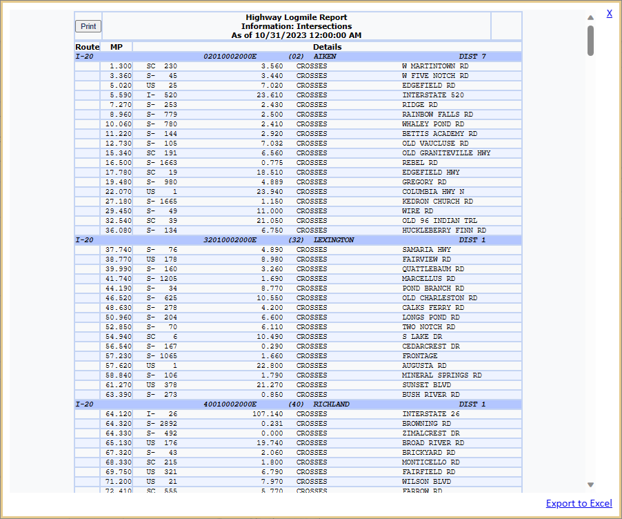SC EGIS Viewer Log Mile Report Example.png